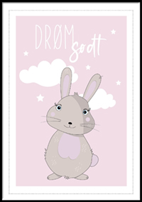 Plakat - Drøm sødt kanin lyserød