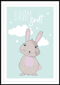 Plakat - Drøm sødt kanin turkis