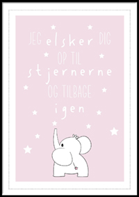 Plakat - Jeg elsker dig op til stjernerne - lysrød