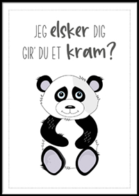 Plakat - Jeg elsker dig gir du et kram - panda