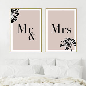 Mr. & Mrs plakater - nude med sort illustration