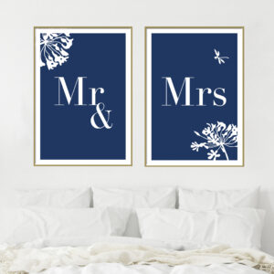 Mr. & Mrs plakater - mørkeblå