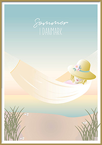 Sommer i Danmark plakat med hængekøje